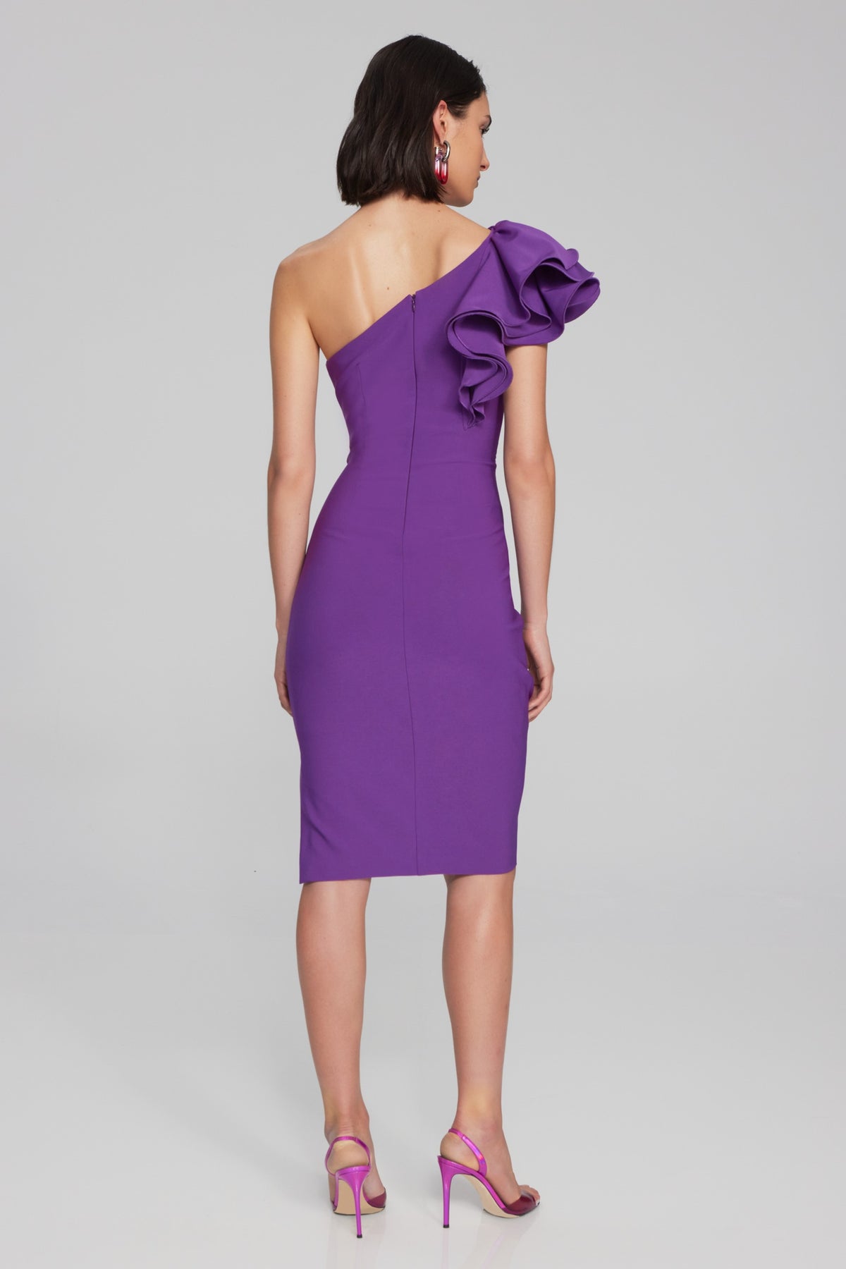 Ruffle One Shoulder Sheath Dress
