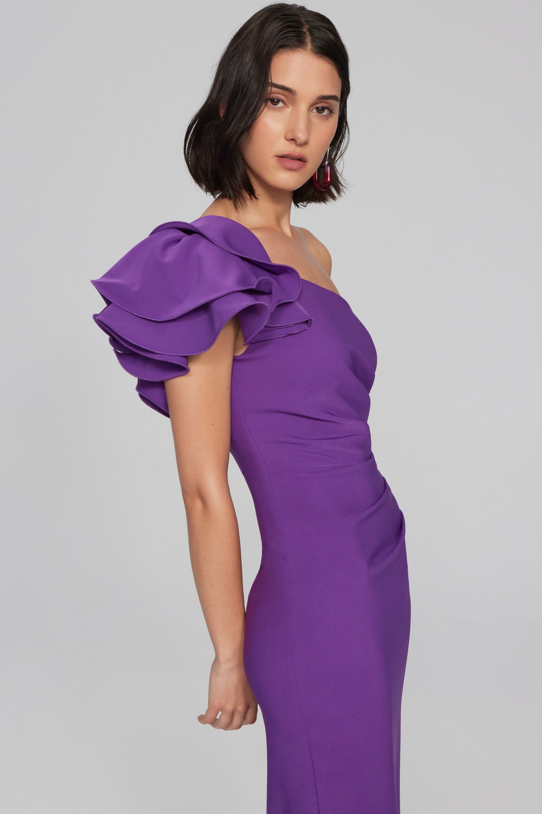 Ruffle One Shoulder Sheath Dress