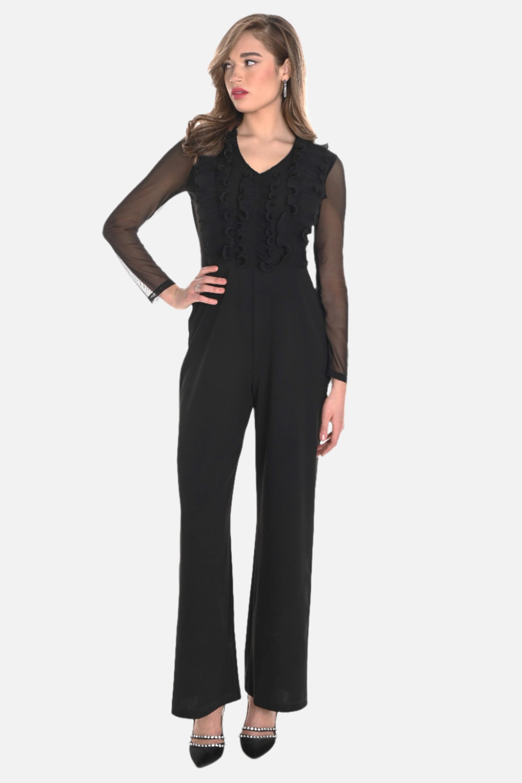 Ruffle V-Neck Jumpsuit