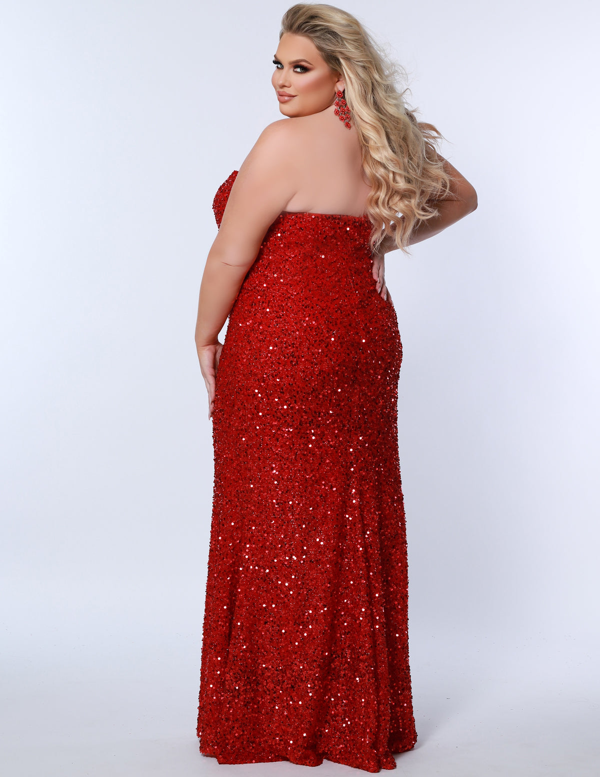 Sensational High Slit Sequin Gown in Curvy
