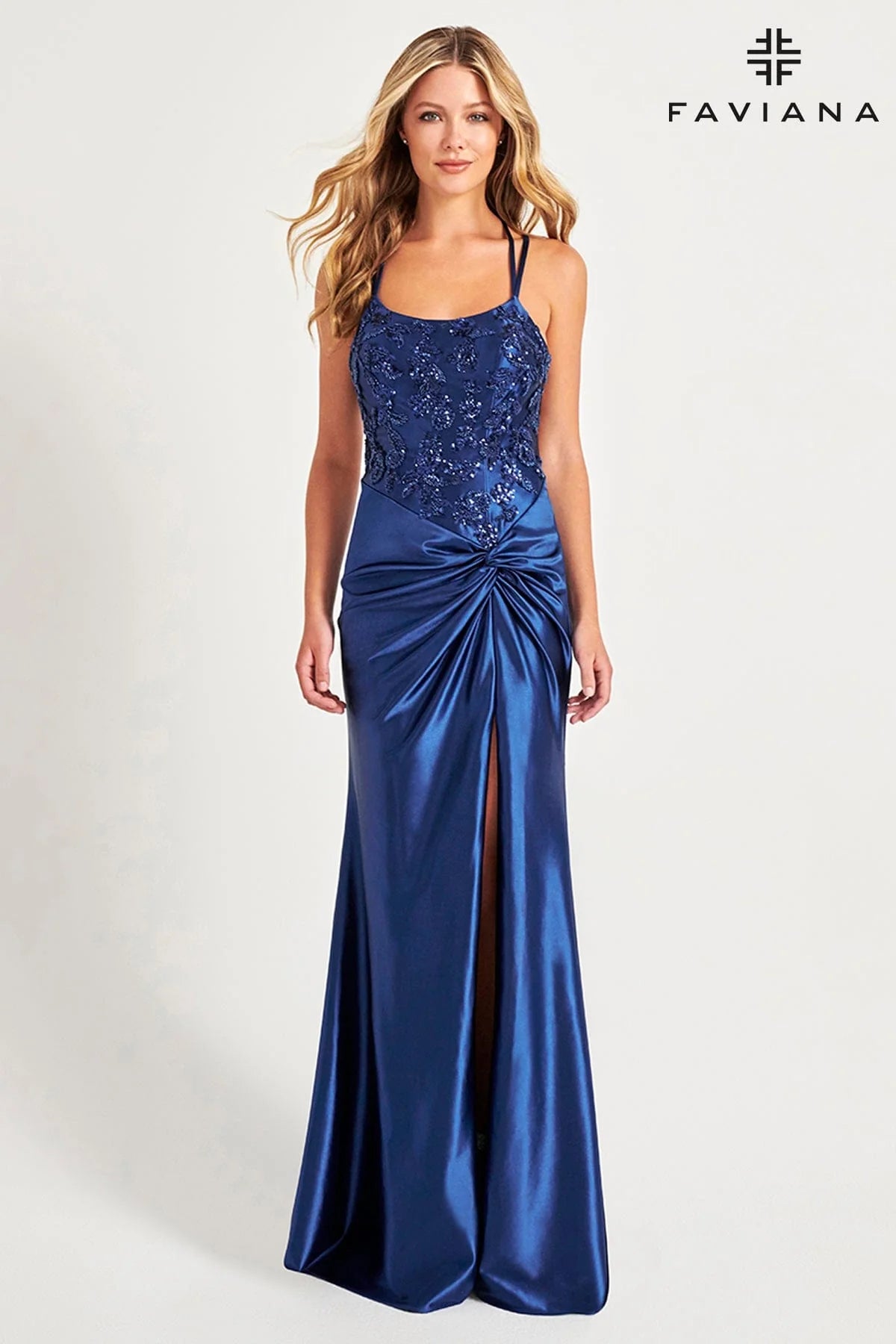 Sequin Bustier Front Knot Gown