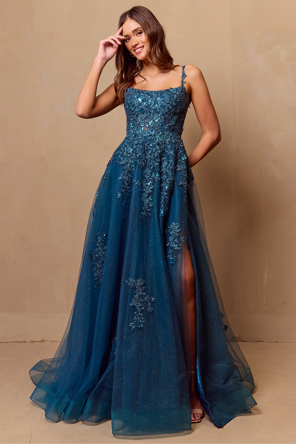 Sequin Embroidered Tulle Ball Gown