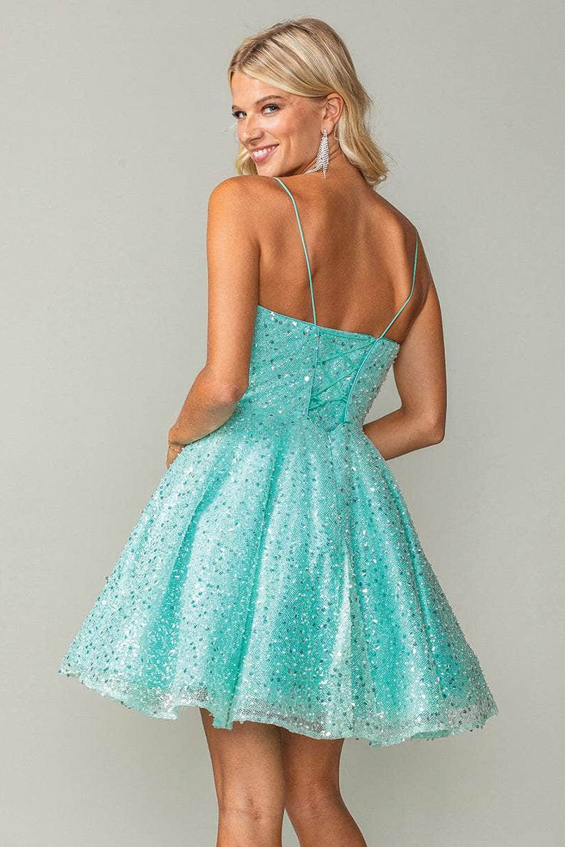 Sequined Sweetheart Short Dress