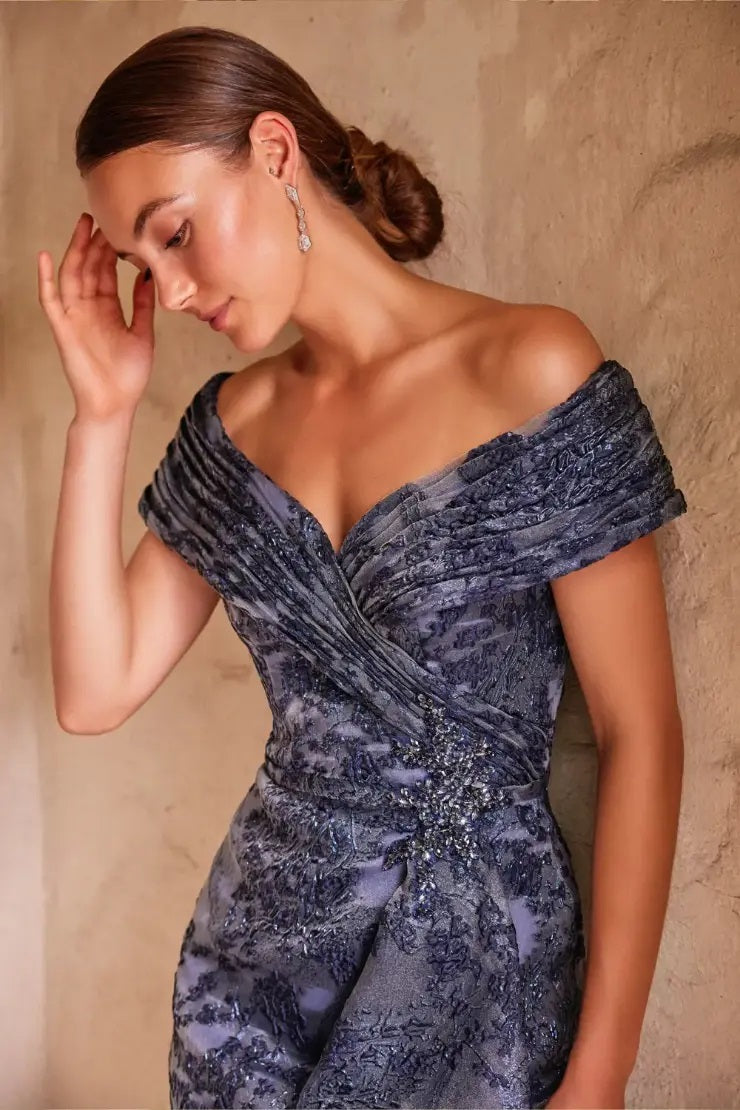 Shimmer Organza Off Shoulder Gown