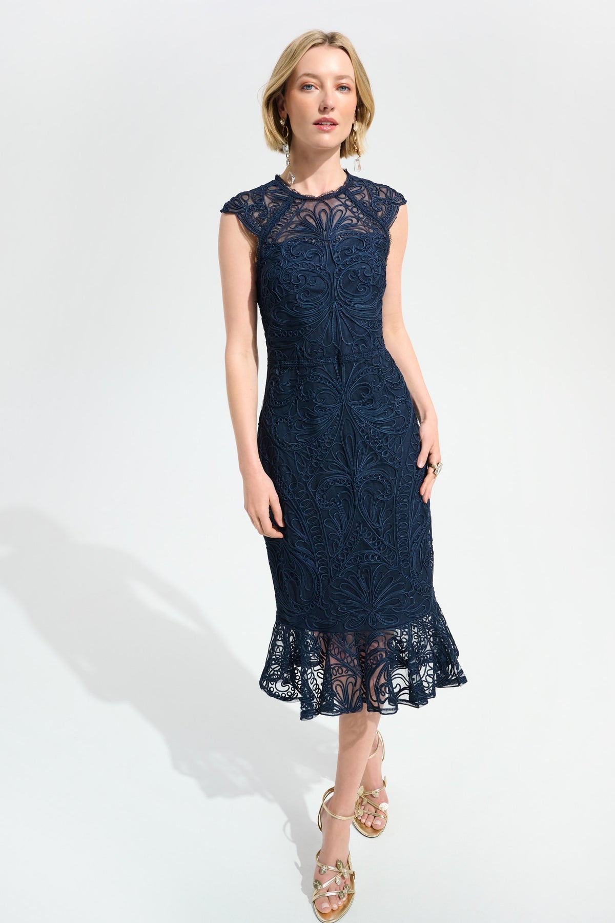 Soutache Flounce Hem Dress