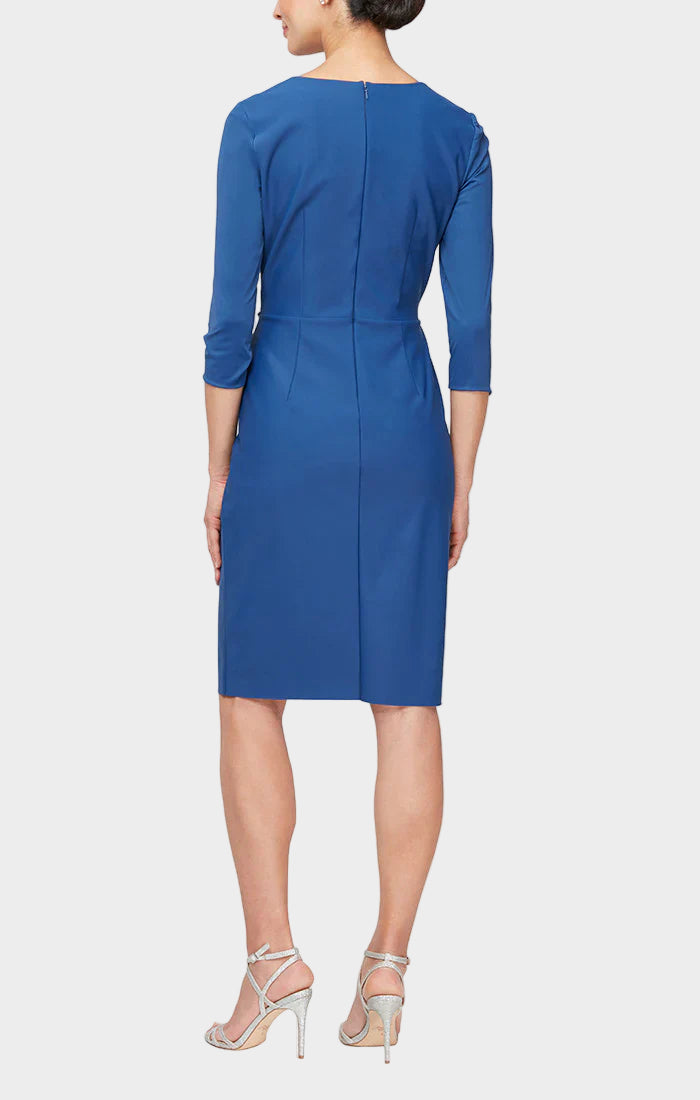 Square Neck Contour Short Dress with Cascading Ruffle