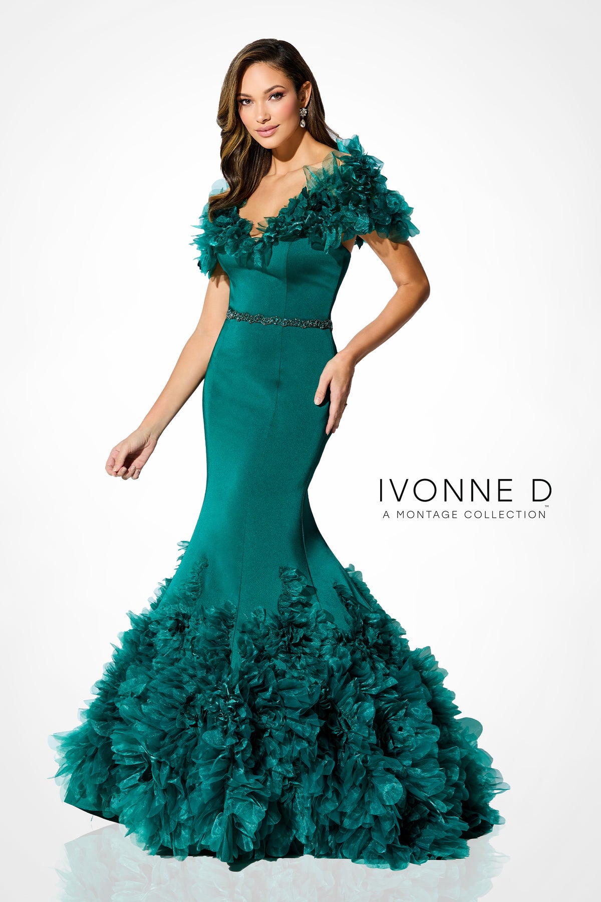 Statement Ruffled Organza Mermaid Gown