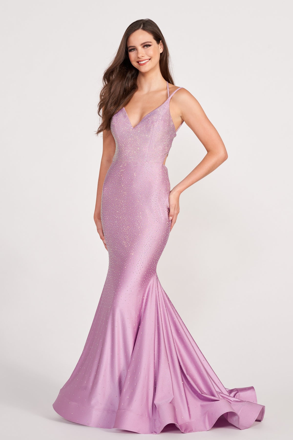 Stone Accent Gown With Back Bow Detail