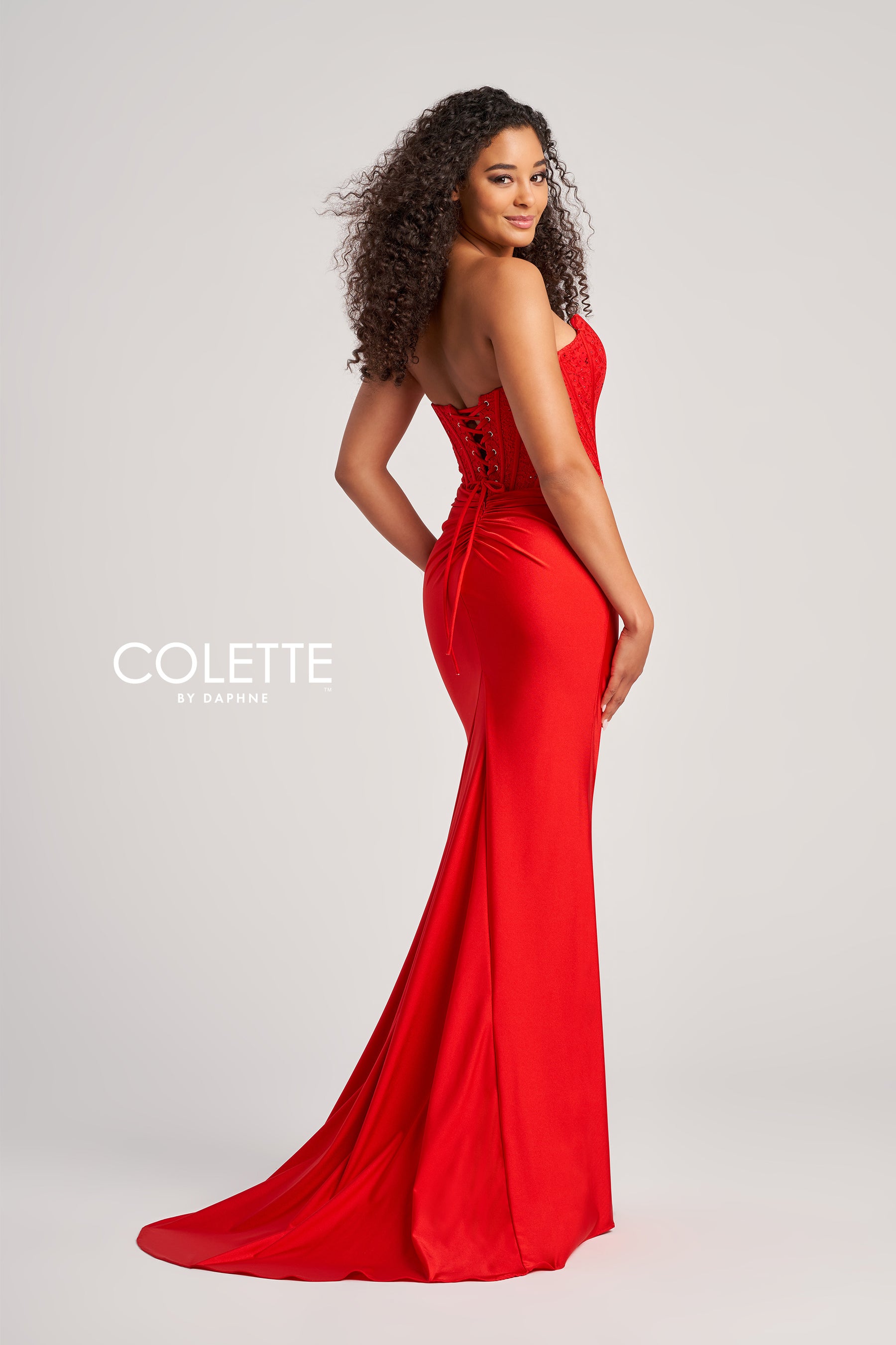 Stone Accent Stretch Jersey Corset Gown