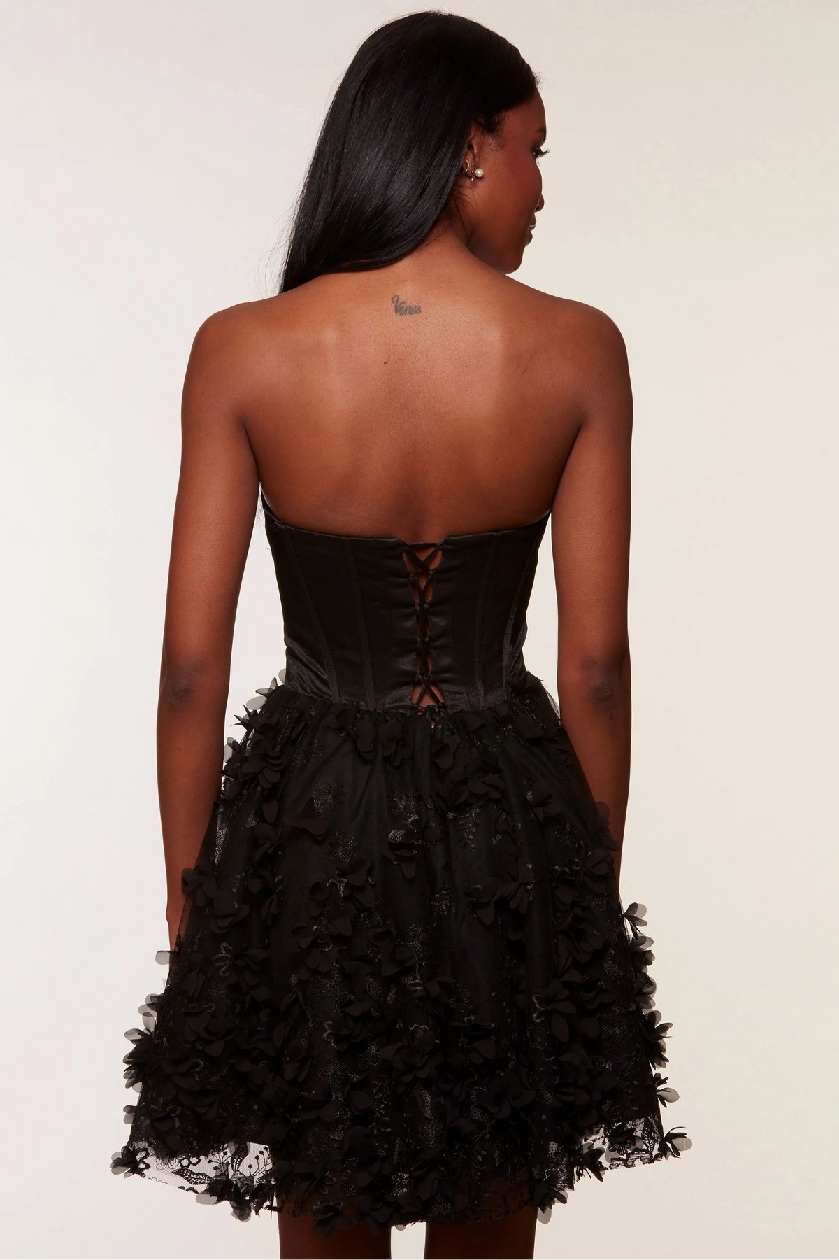 Strapless 3D Floral Corset Short Dress