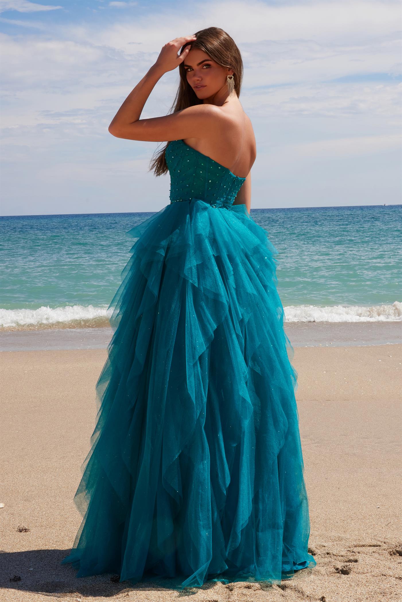 Strapless Corset Ballgown with Cascading Ruffles