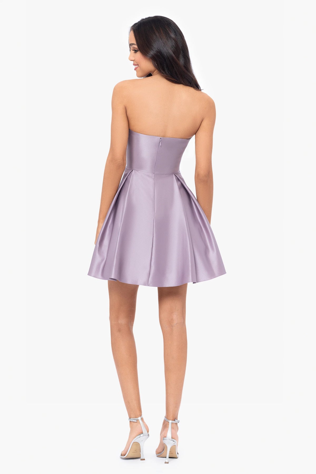 Strapless Ruched Short Satin Dress