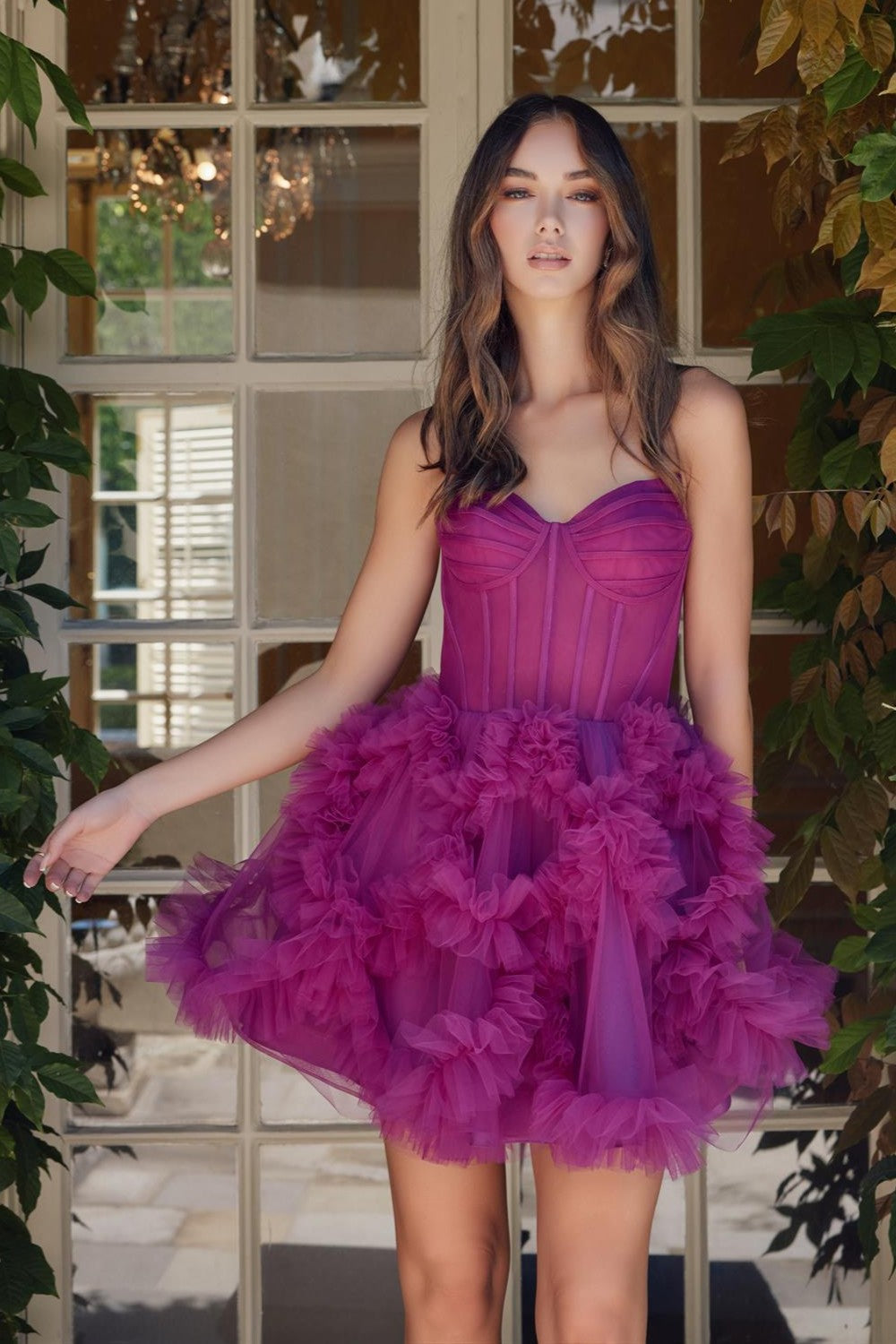 Strapless Ruffled Short Corset Dress