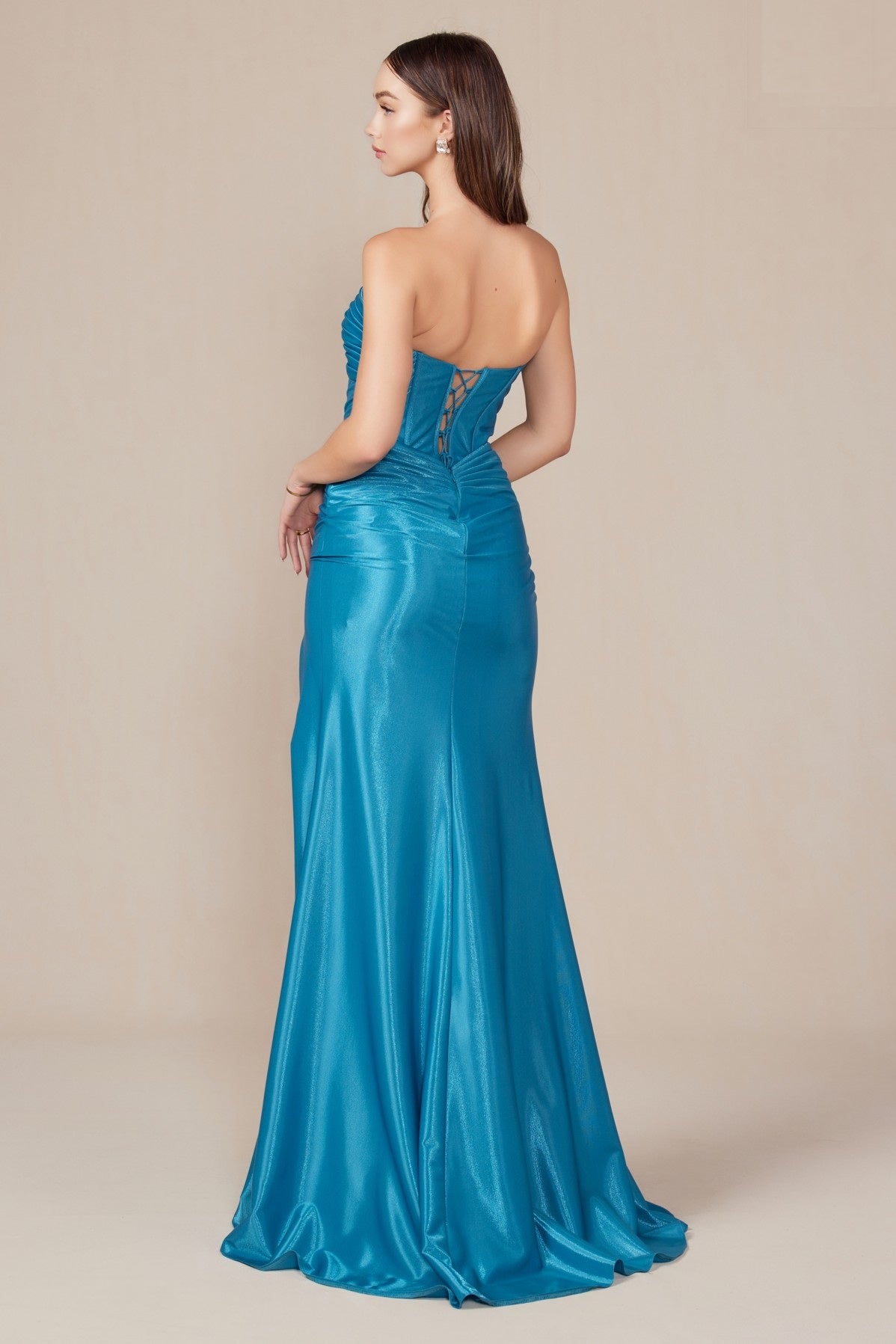 Strapless Satin Fitted Corset Dress