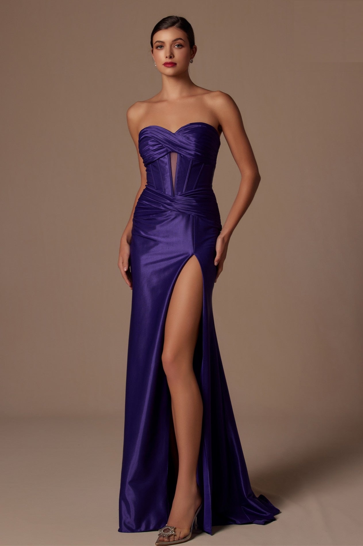 Strapless Satin Fitted Corset Dress