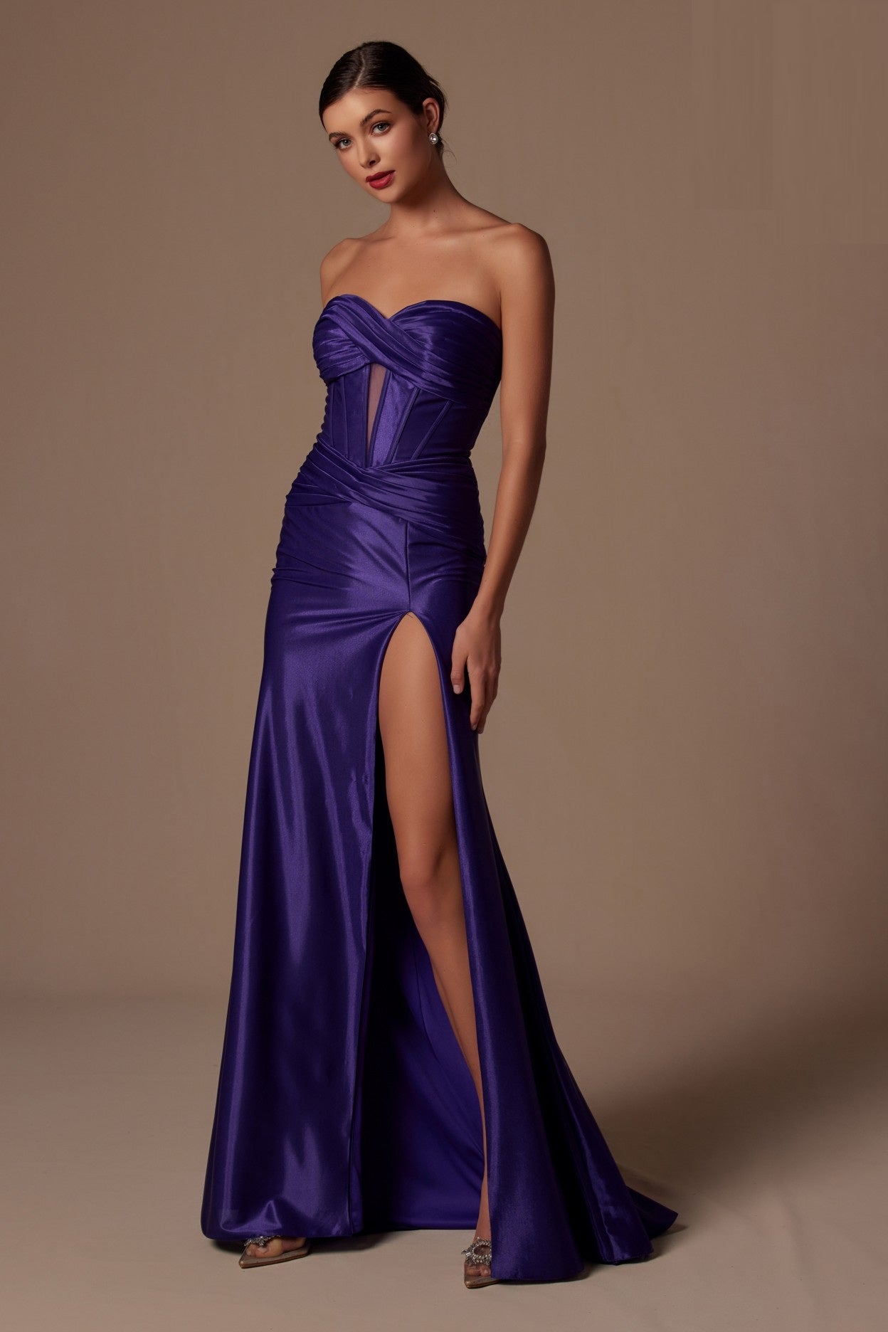 Strapless Satin Fitted Corset Dress