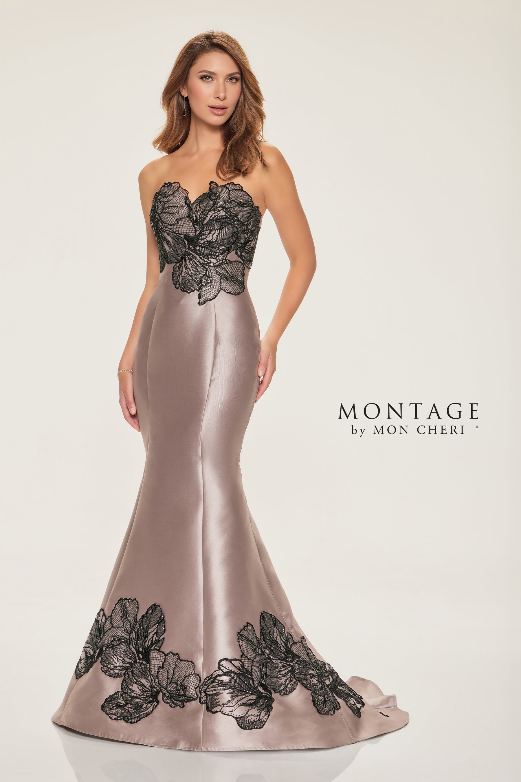 Stunning Lace Applique Mikado Gown