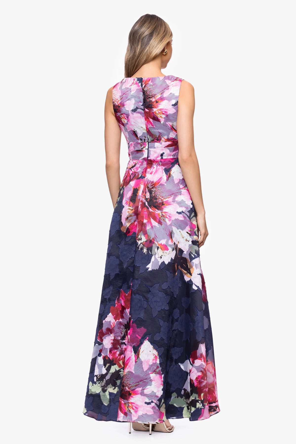Teegan Floral Jacquard V-Neck Dress