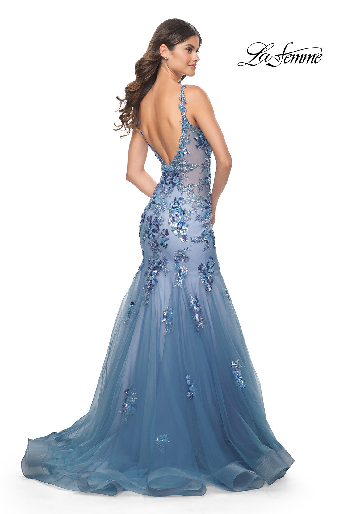 Two Tone Sequin and Beaded Mermaid Gown
