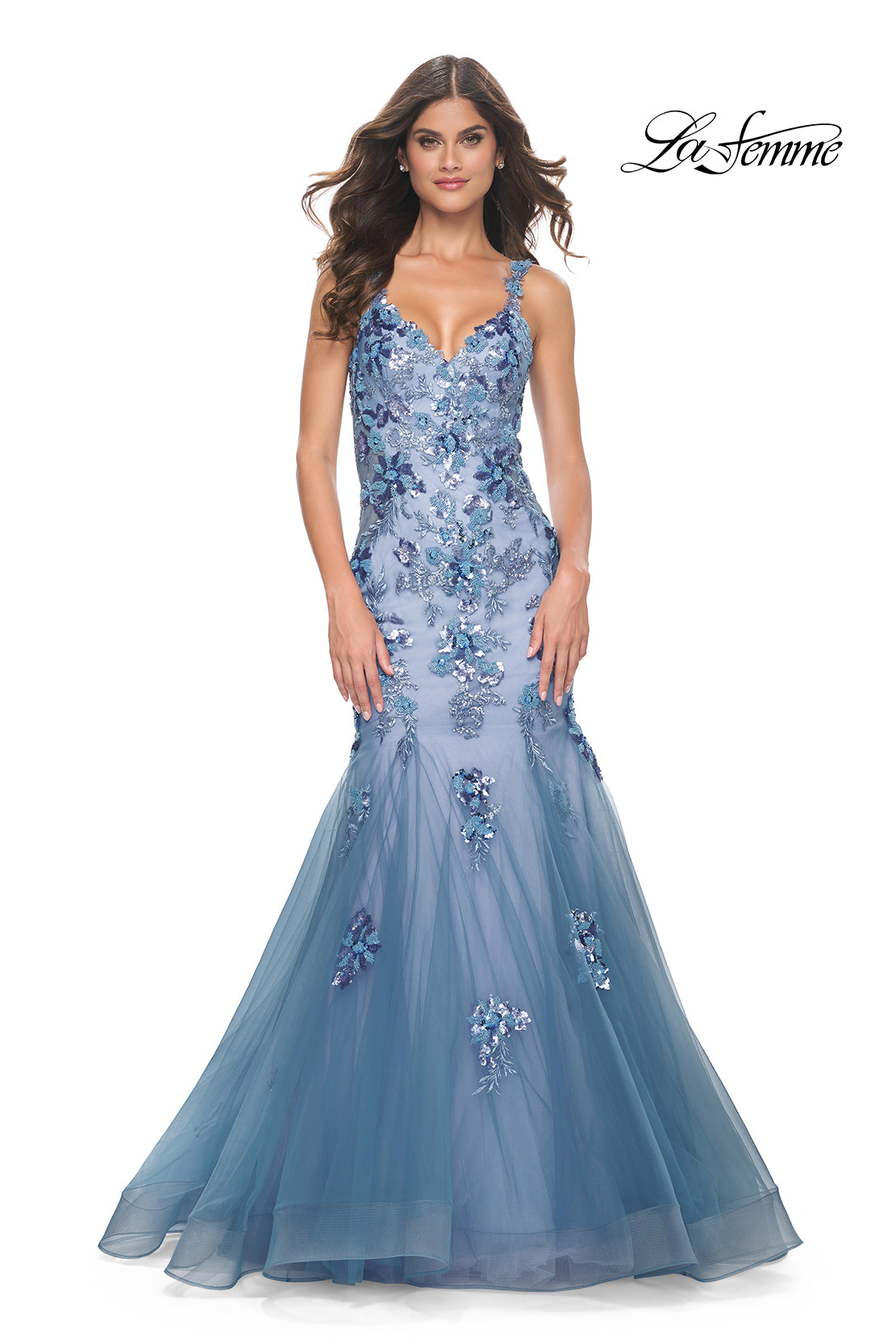 Two Tone Sequin and Beaded Mermaid Gown