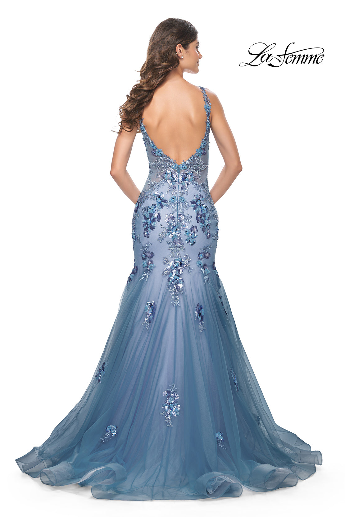 Two Tone Sequin and Beaded Mermaid Gown