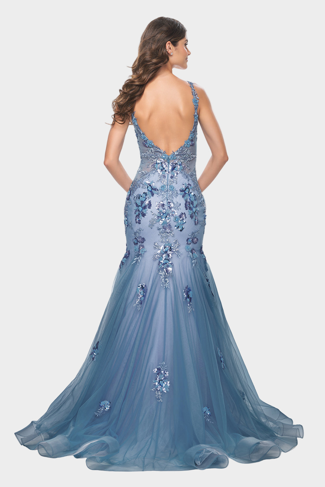 Two Tone Sequin and Beaded Mermaid Gown