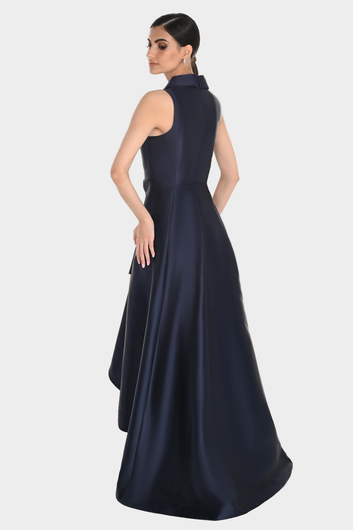 V-Neck Mikado High-Low Dress