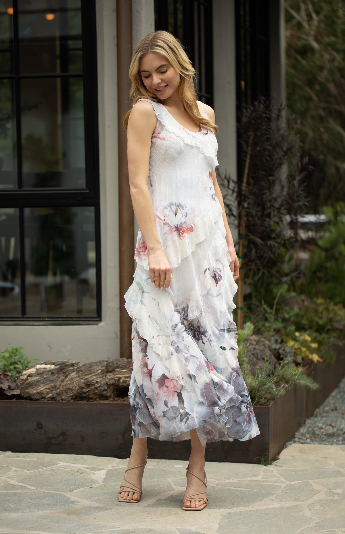 Watercolour Border Print Dress