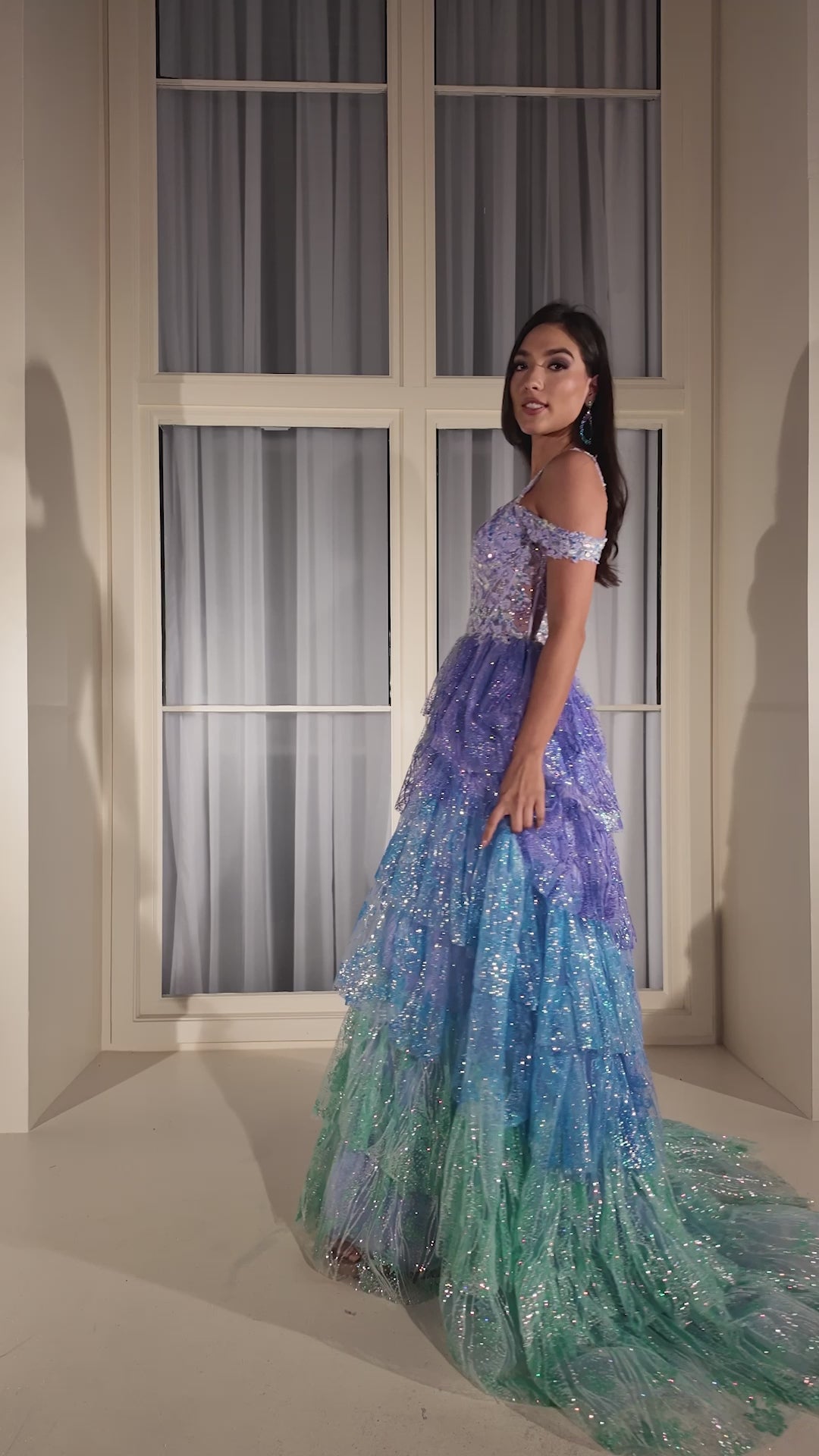 Glow in The Dark Sorbet Ombre Layered Gown