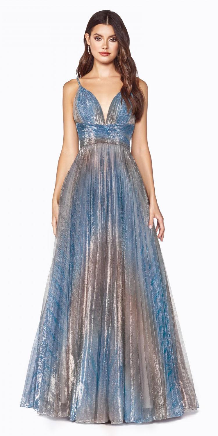Ombre Metallic Pleated Dress