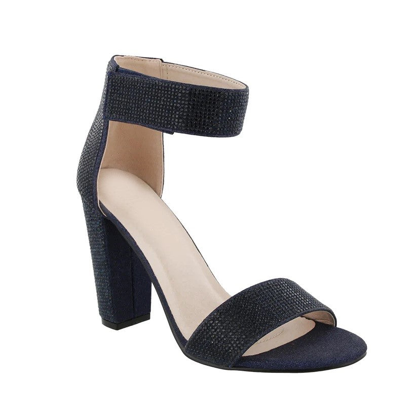 Celina Navy Rhinestone High Heel Shoe - Main Image