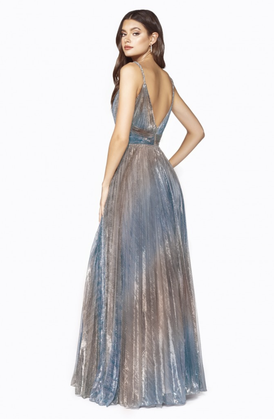 Ombre Metallic Pleated Dress