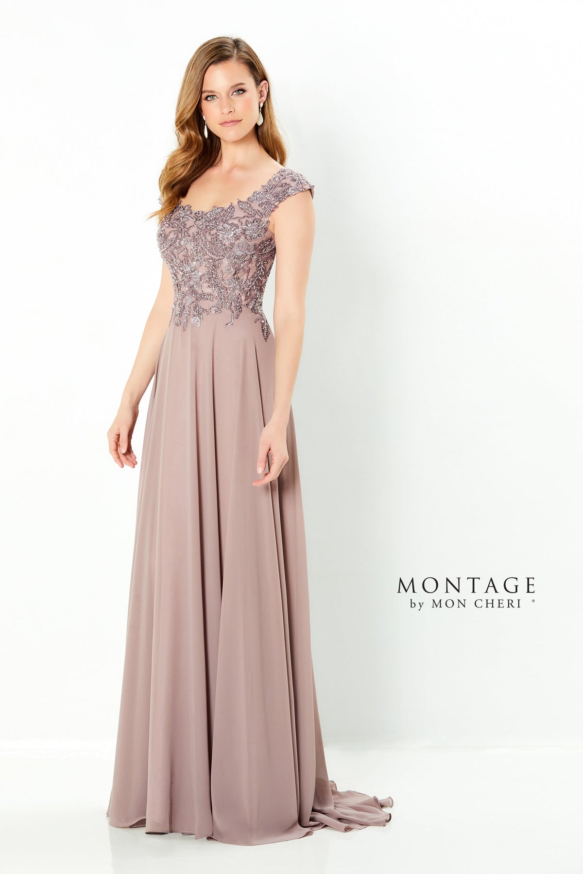 Crystal Embellished Chiffon Gown