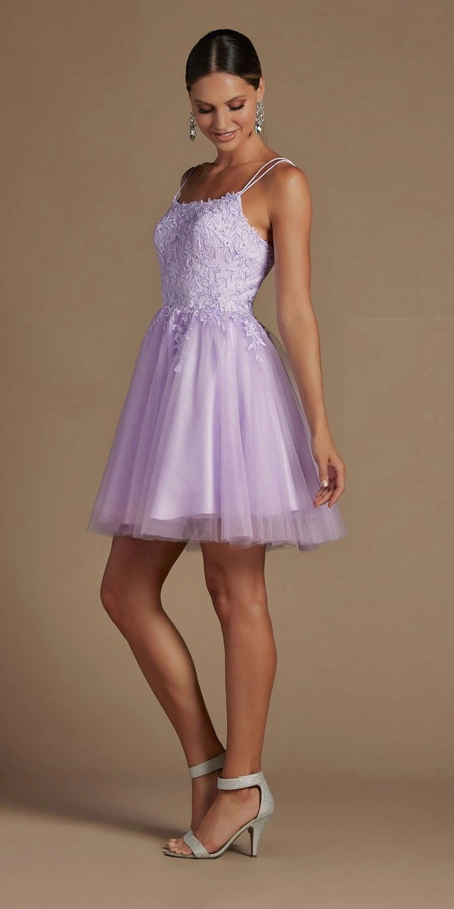 Embroidered Corset Back Short Dress