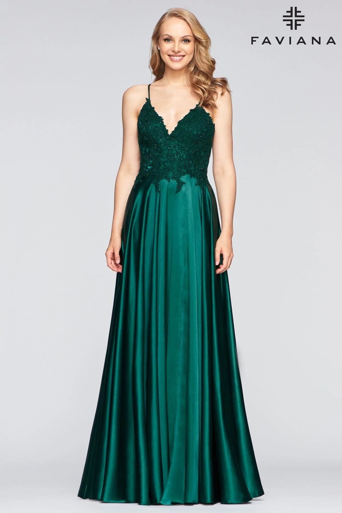 Embroidered Satin Lace-up Back Dress