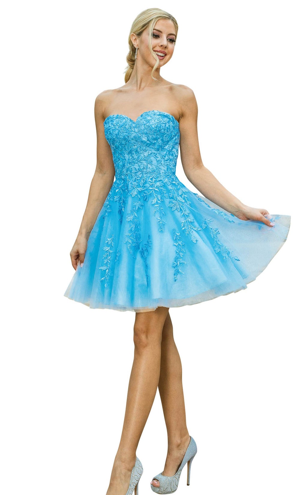 Embroidered Strapless Bodice Dress