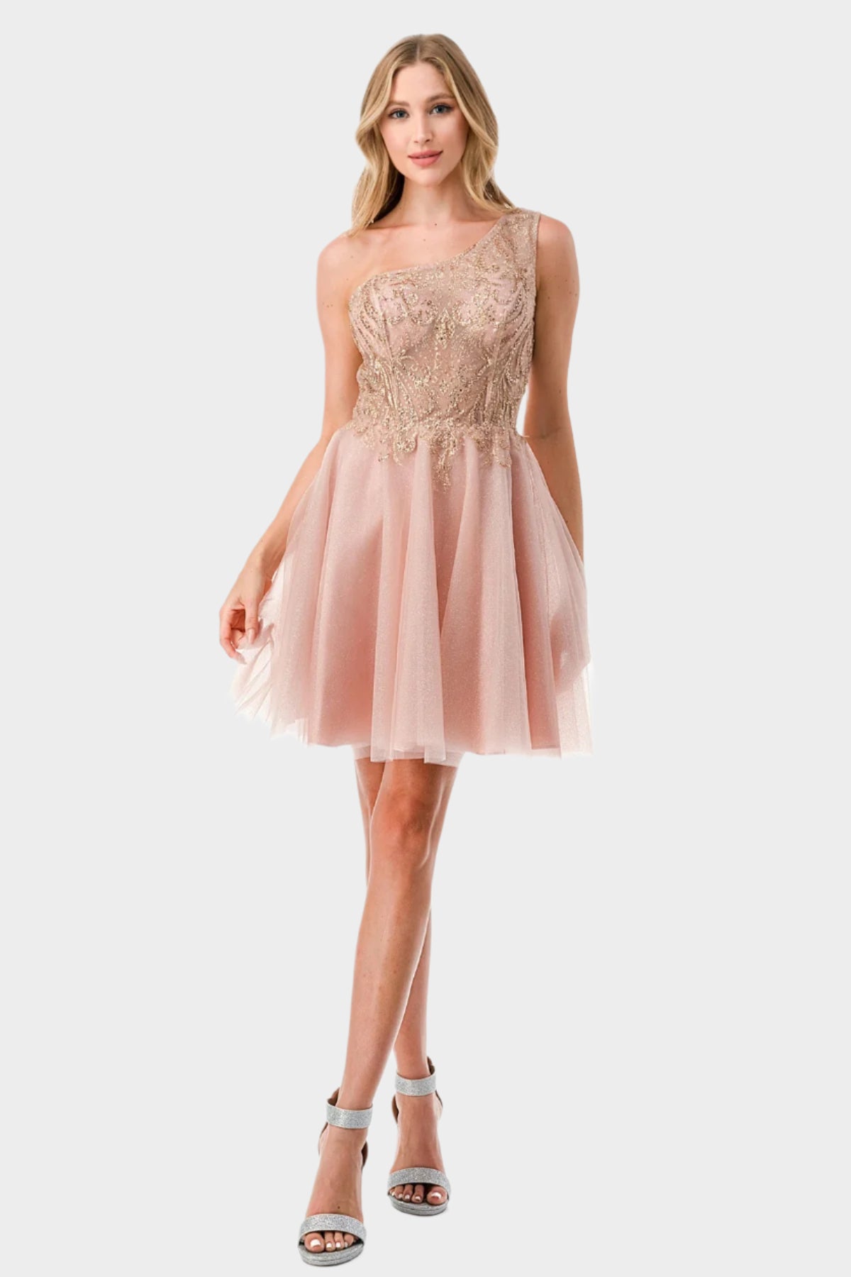 Glitter One Shoulder Short Dress | Lizzy's by Cathy Allan Glitter One Shoulder Short Dress | Lizzy's by Cathy Allan