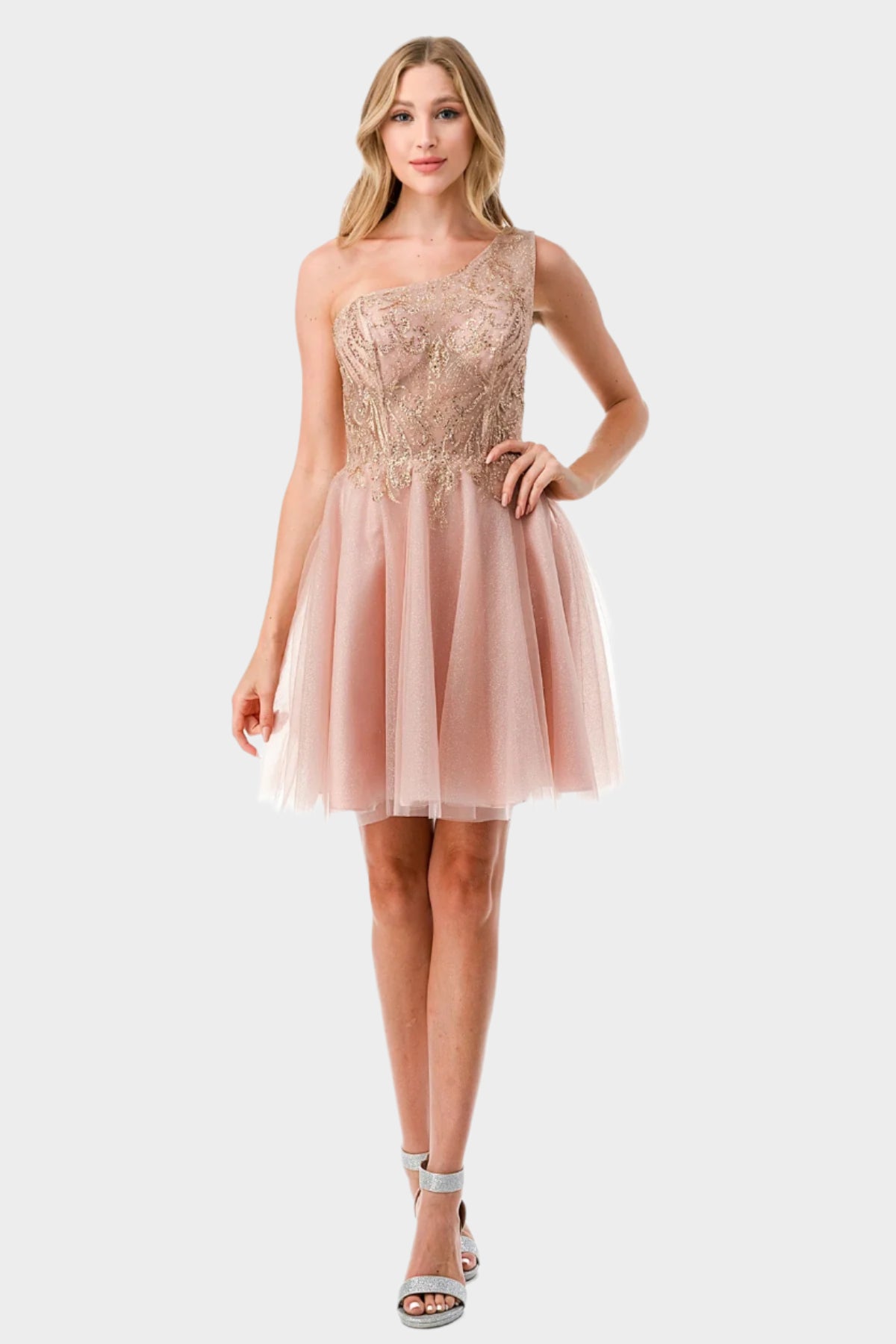 Glitter One Shoulder Short Dress