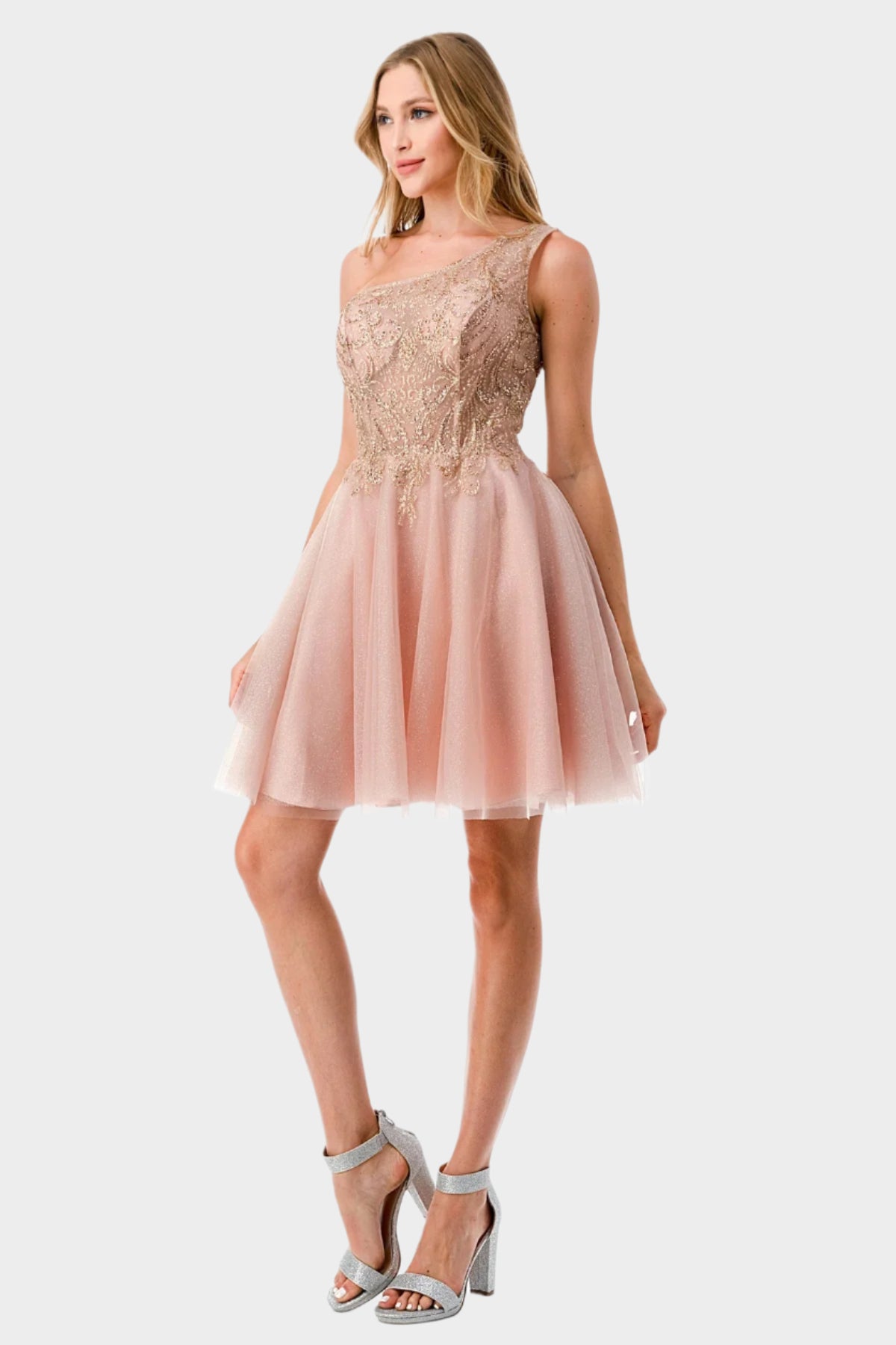 Glitter One Shoulder Short Dress