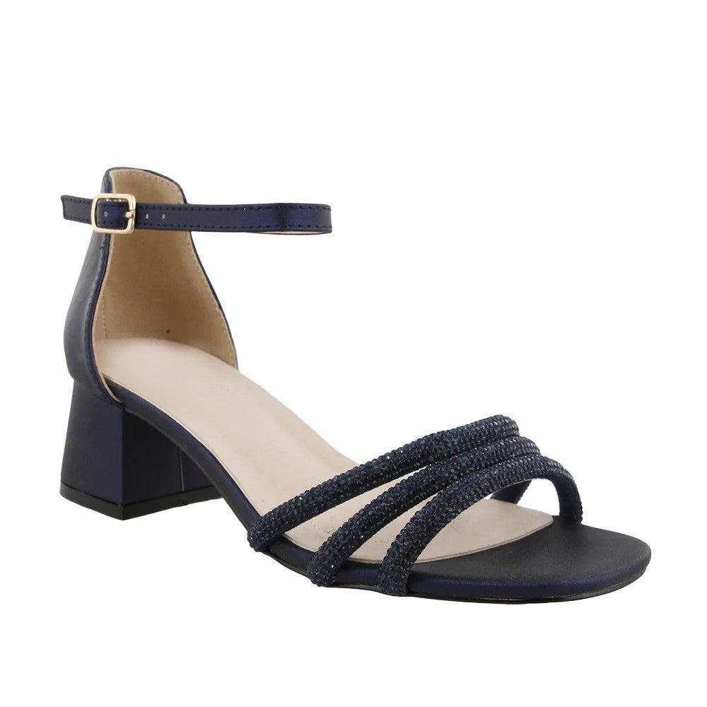 Grace Navy Shimmery Multi Strap Shoe