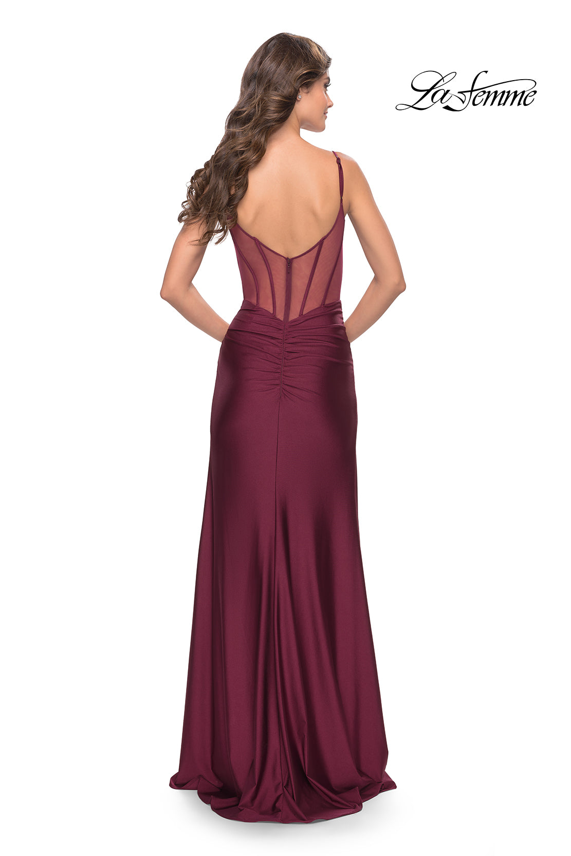 Illusion Bodice Corset Style Jersey Dress