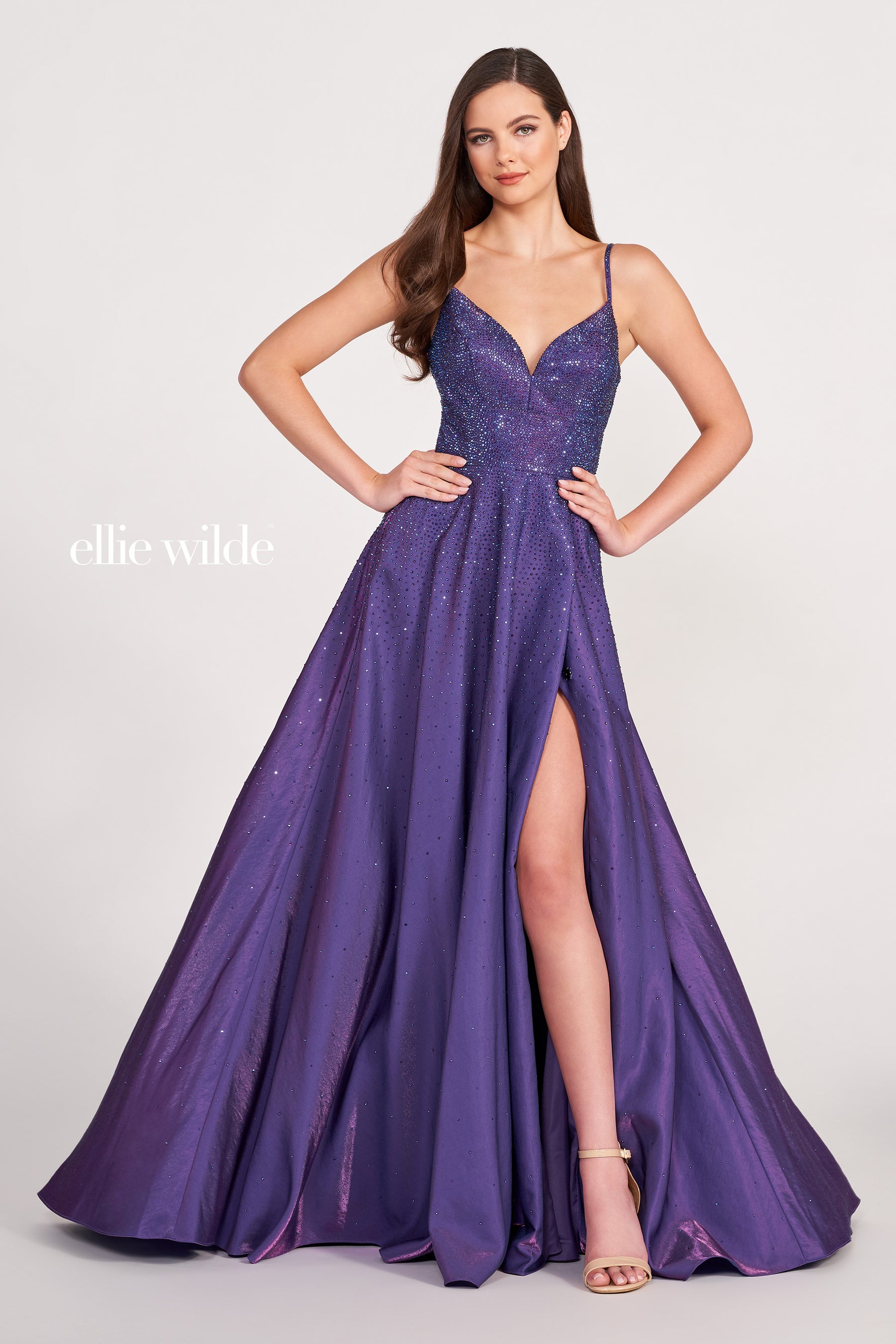 Iridescent Jewel Strappy Back Gown