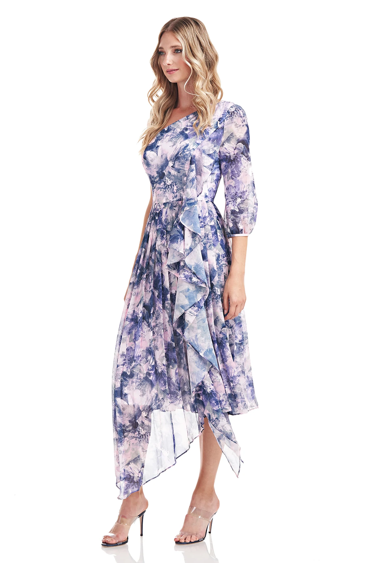 Kaylee One Shoulder Tea Length Dress