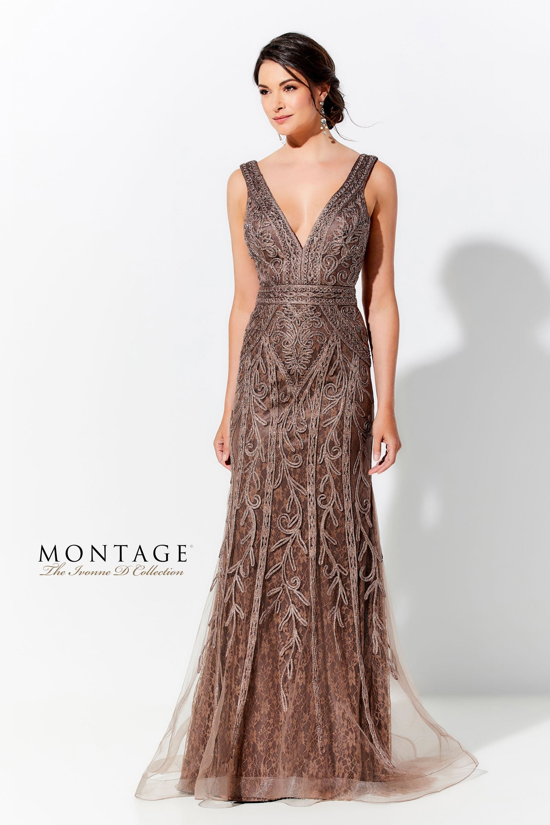 Lace Soutache Fit And Flare Gown