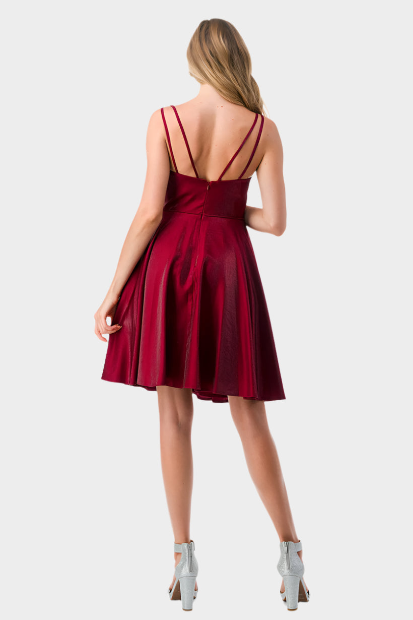 Pleated Detail Double Strap Dress