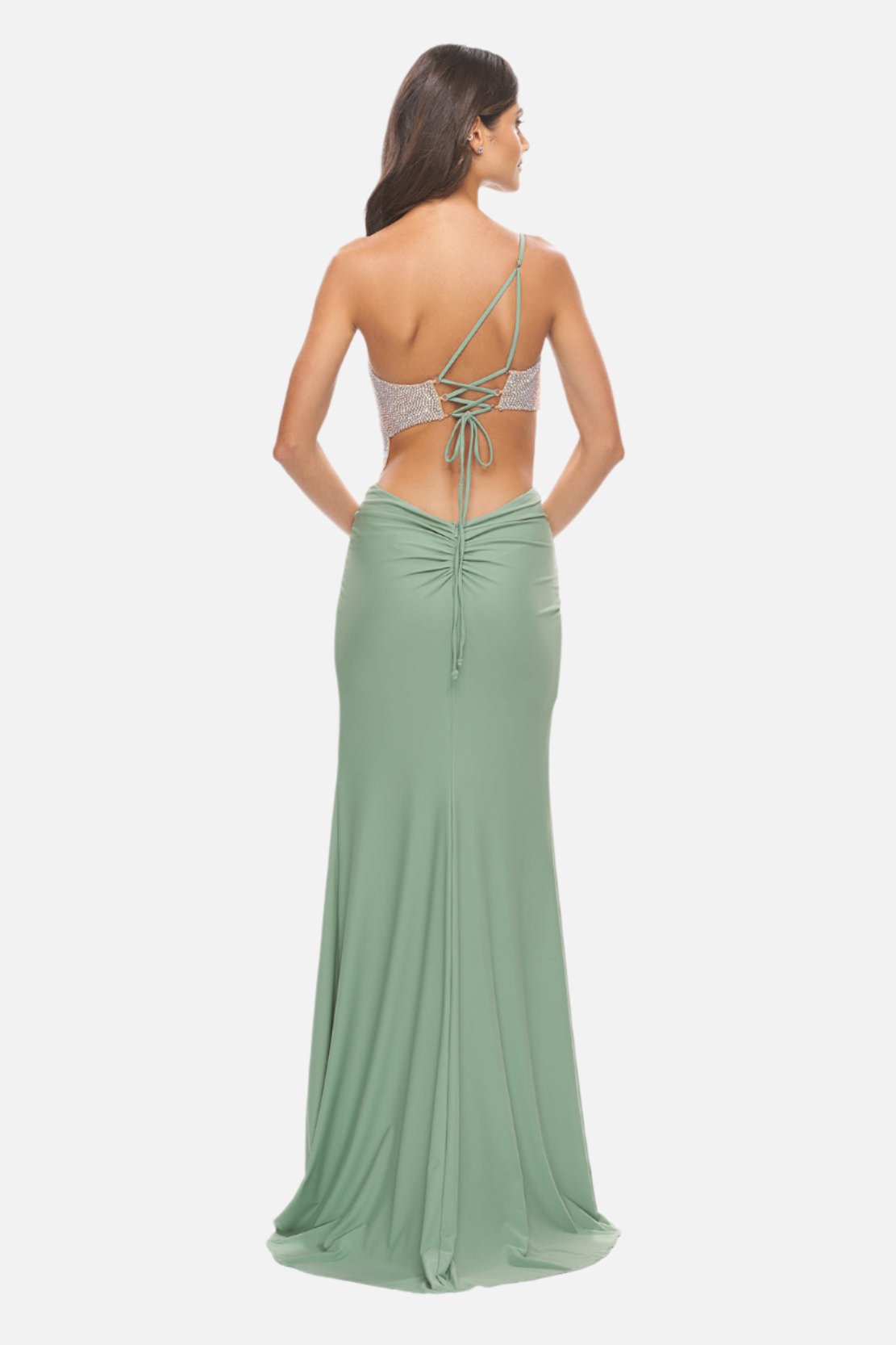 Rhinestone Asymmetrical One Shoulder Dress