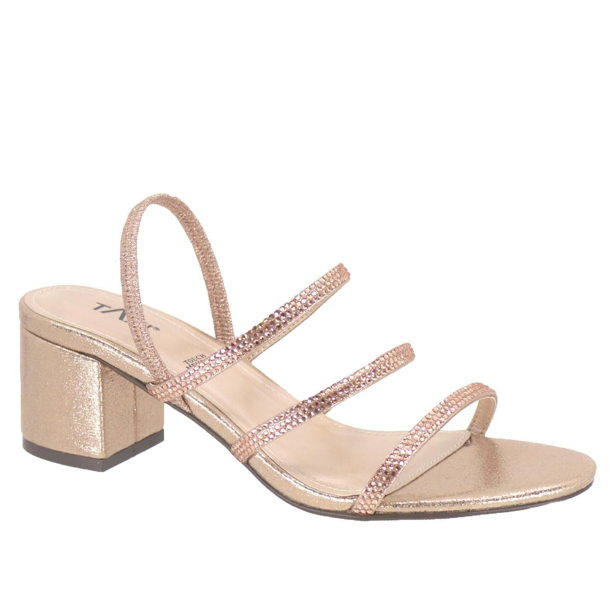 Kara Rose Gold Triple Strap Rhinestone Evening Shoe