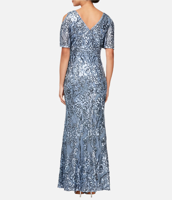 Sequin Floral Embroidered Gown