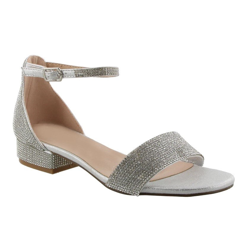 Shelly Silver Rhinestone Low Heel Formal Shoe Shelly Silver Rhinestone Low Heel Formal Shoe
