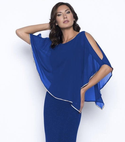 Shimmer Knit Dress with Chiffon Overlay